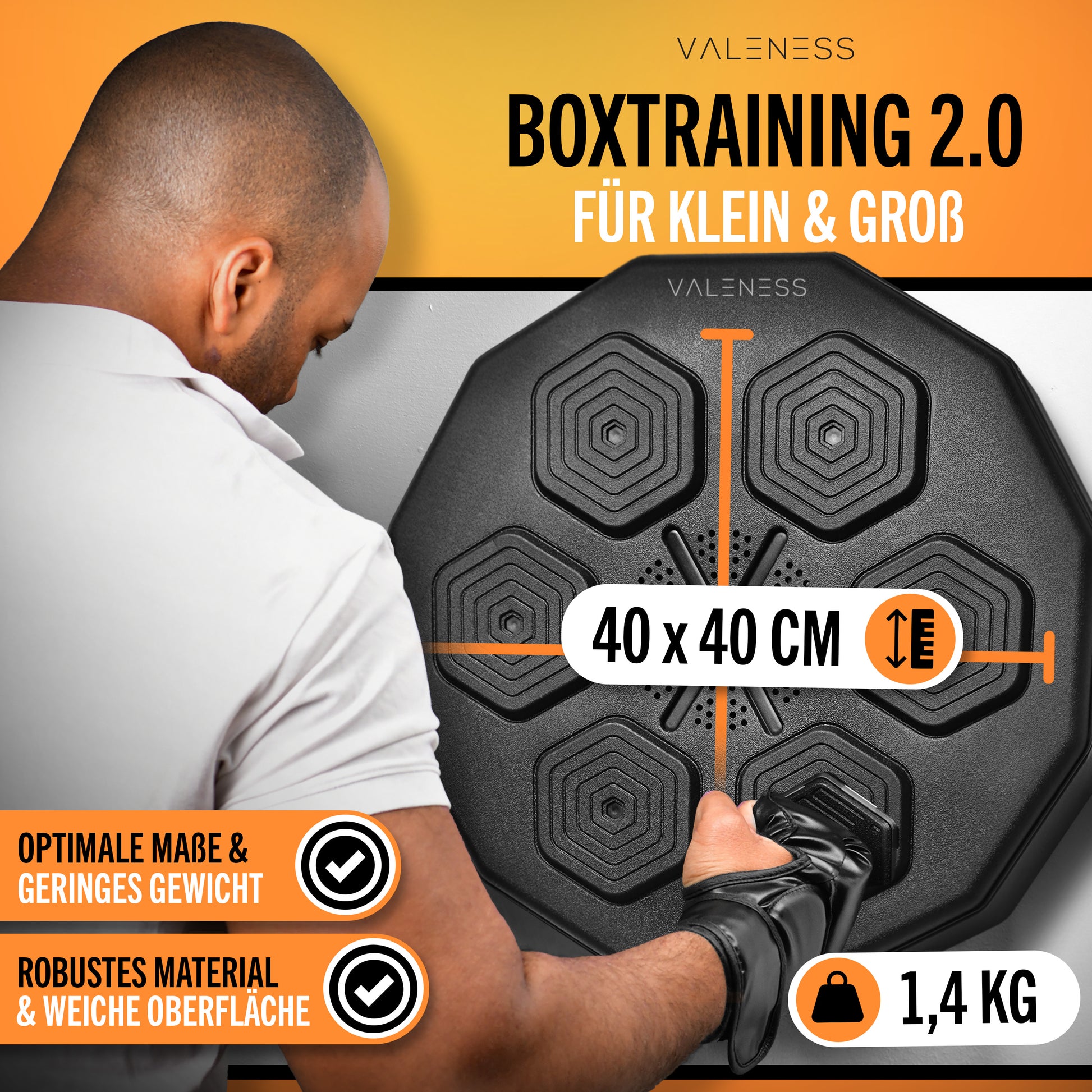 VALENESS® Musik Box Maschine – Smart Music Boxing Machine – Boxmaschine mit Musik & LED, Boxautomat, Box für die Wand inkl. Boxhandschuhen – Ideales Boxtraining zuhause für Kinder und Erwachsene Automatik