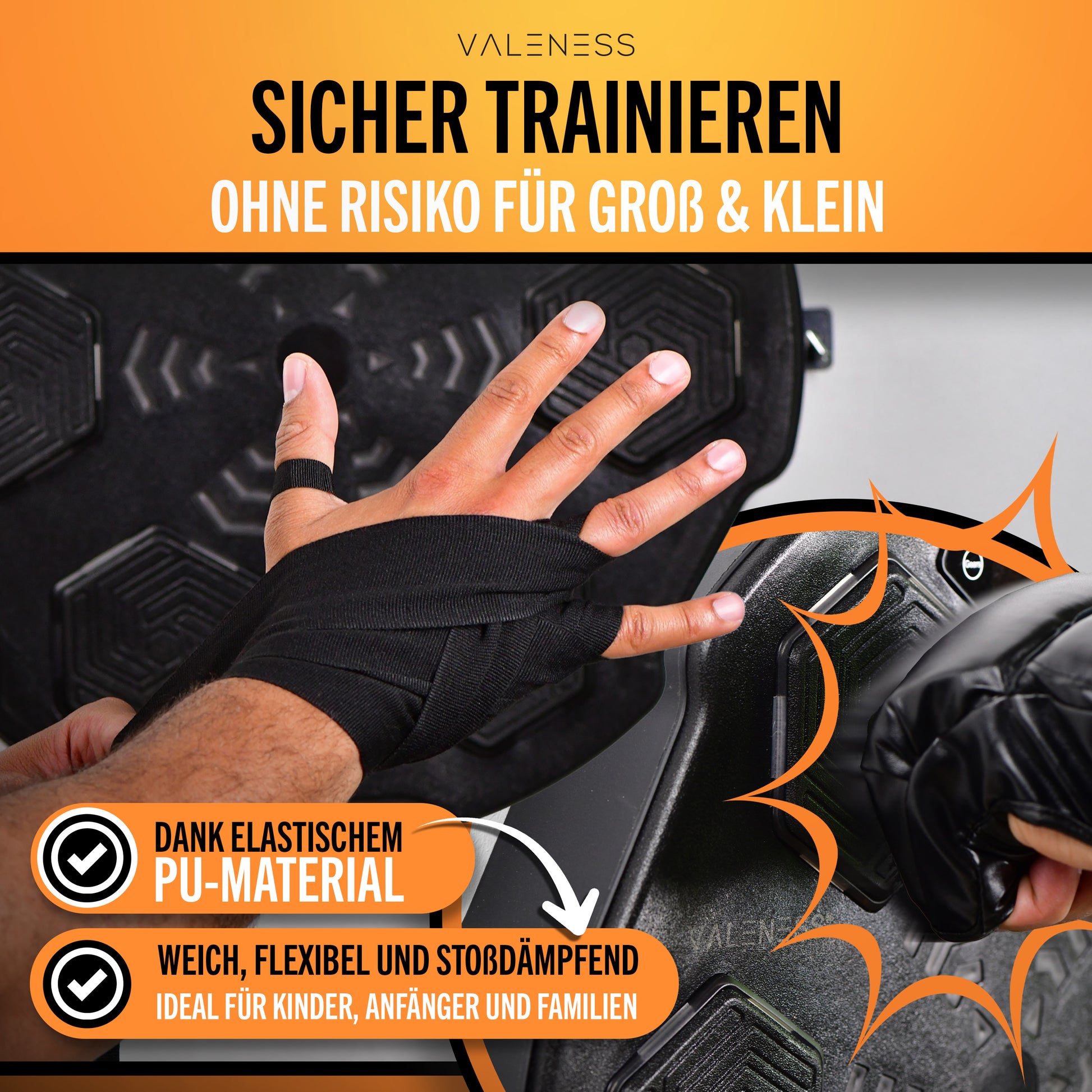 VALENESS® Musik Box Maschine – Smart Music Boxing Machine – Boxmaschine mit Musik & LED, Boxautomat, Box für die Wand inkl. Boxhandschuhen – Ideales Boxtraining zuhause für Kinder und Erwachsene Manuell