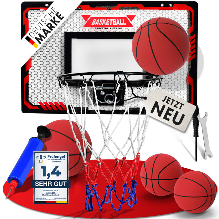 VALENESS Mini-Basketballkorb für die Tür- und Wandmontage mit weichen Schaumstoffbällen