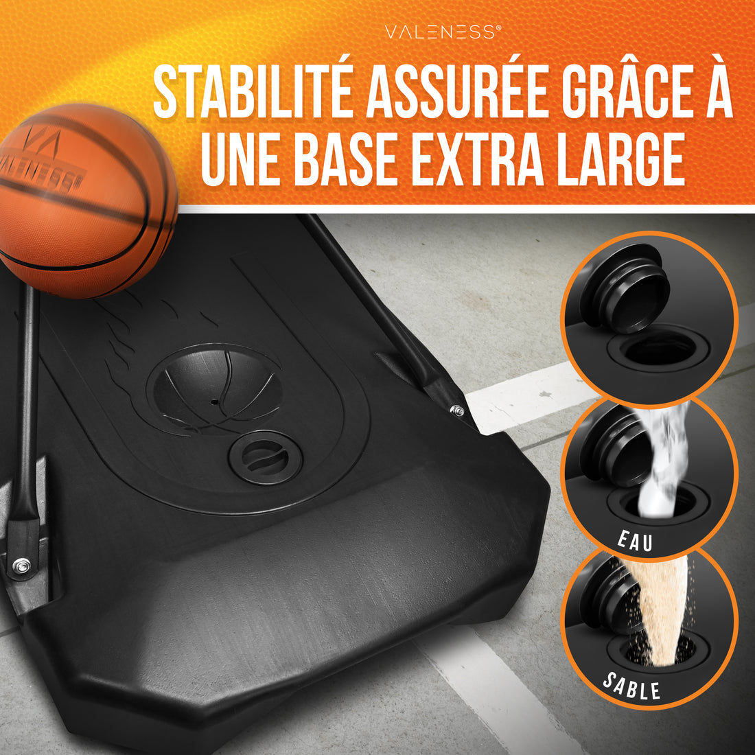 VALENESS® Canestro da basket da esterno per ragazzi: set da 147 a 260 cm, regolabile in altezza
