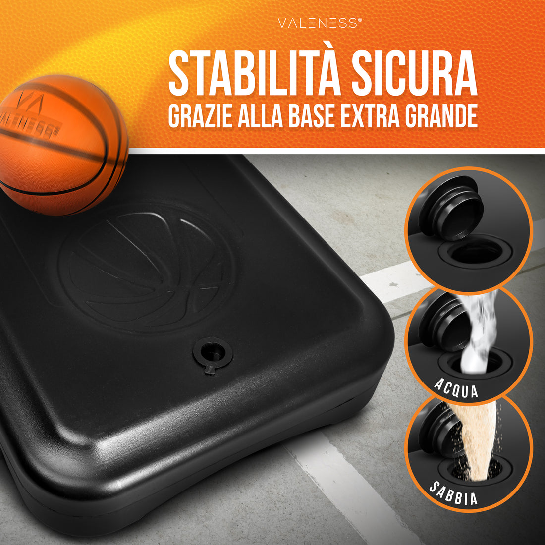 VALENESS® Canestro da basket da esterno per bambini: set da 150 a 210 cm, regolabile in altezza