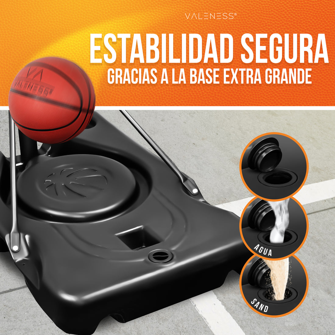 VALENESS® Canasta de baloncesto de exterior Profi: set de 135 a 305 cm, regulable en altura