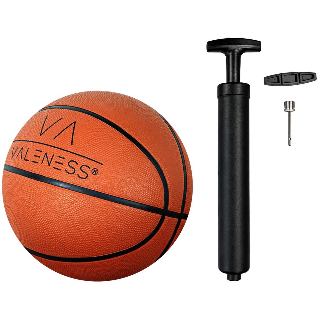 VALENESS Set aus Basketball Größe 7 und Ballpumpe mit Nadel