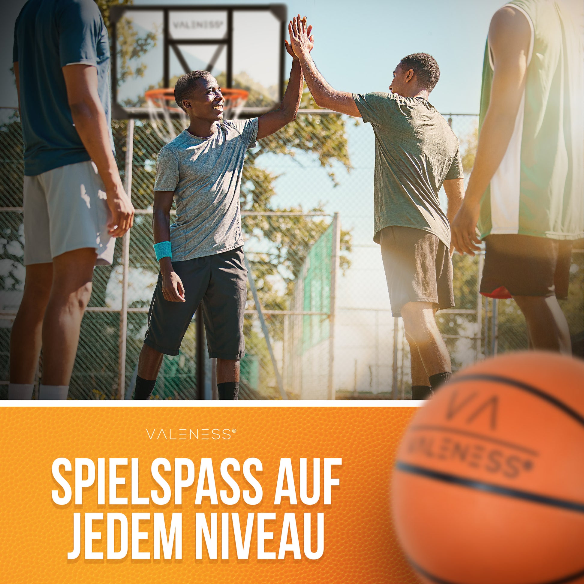 VALENESS® Basketballkorb Outdoor - [147 bis 260 cm] Höhenverstellbarer und Wetterfester Ständer - Profi Korb Mit Basketball und Pumpe für Kinder, Jugendliche und Erwachsene (Jugendliche)