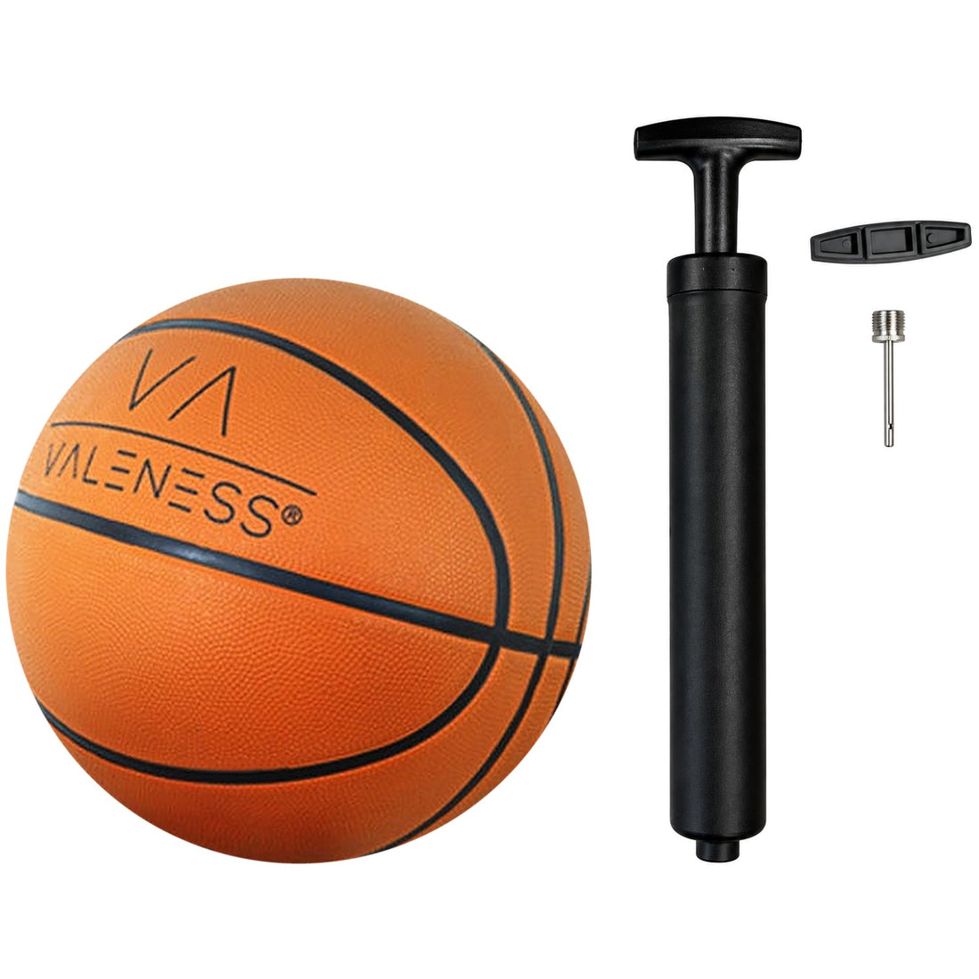 VALENESS Set aus Basketball Größe 5 und Ballpumpe mit Nadel